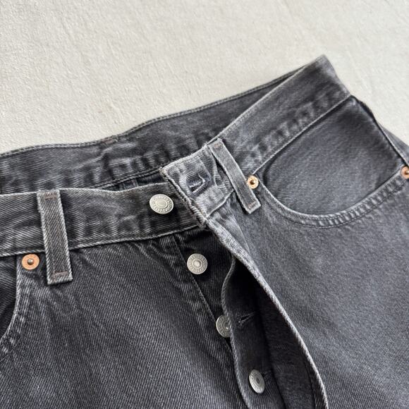 90s Levi’s 501 Black Denim Jeans Pants XX 31 30 Button Fly Made in USA - Picture 2 of 7